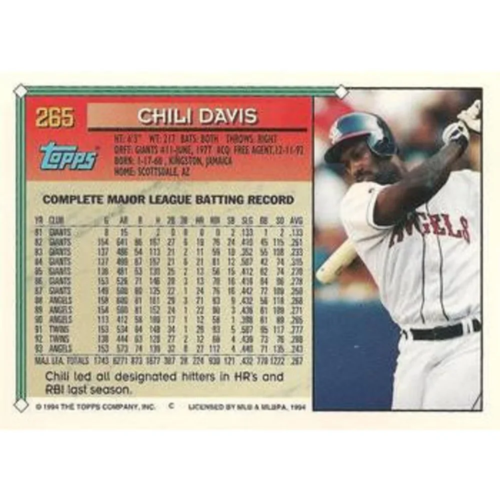 1994 Topps Chili Davis # 265 California Angels
